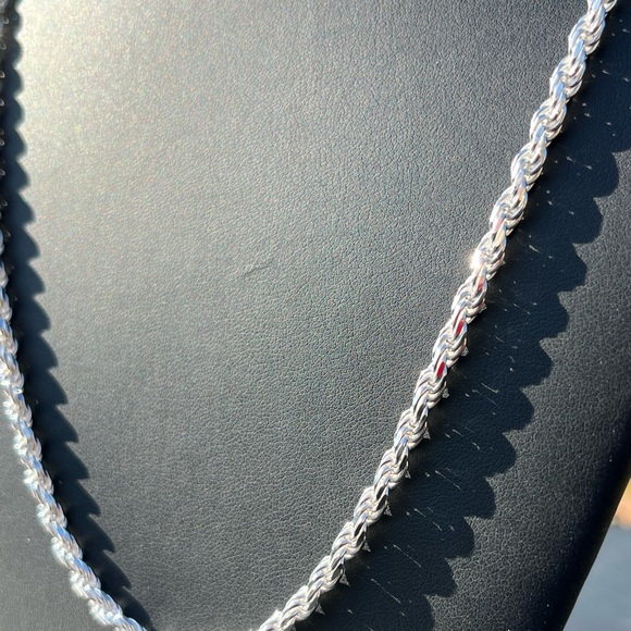 925 Sterling Silver Rope Link Chain 22” Necklace 3mm Wide - Picture 4 of 4